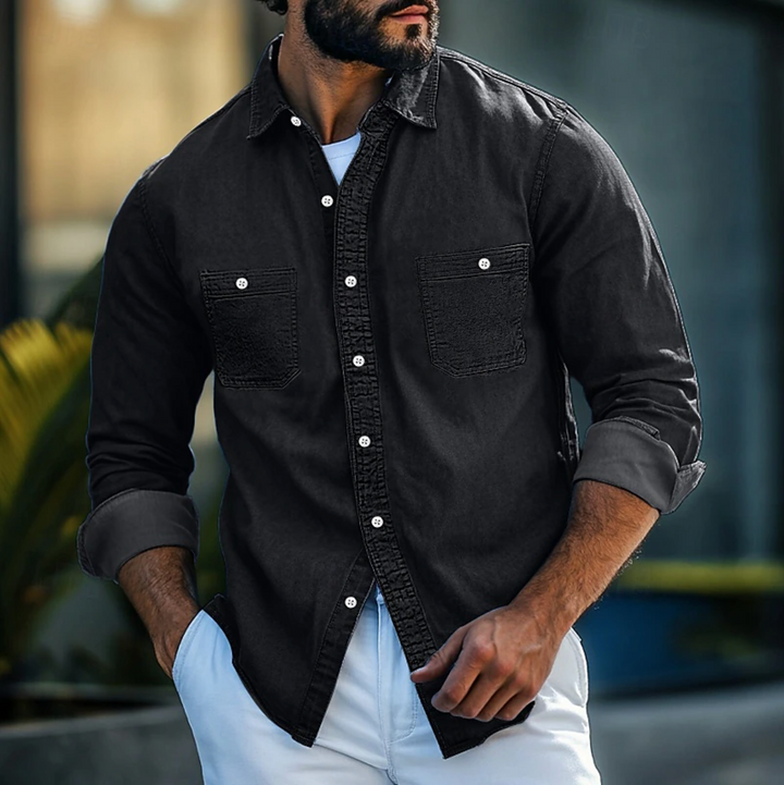 Denim-Hemd mit Knopfleiste für Herren