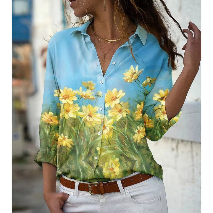 Damen bedruckte Bluse mit Knöpfen