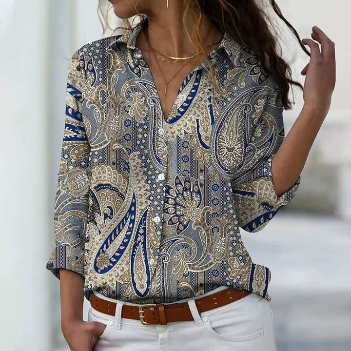 Damen bedruckte Bluse mit Knöpfen