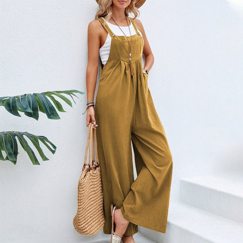Damen-Jumpsuit mit weitem Schnitt und verstellbaren Trägern