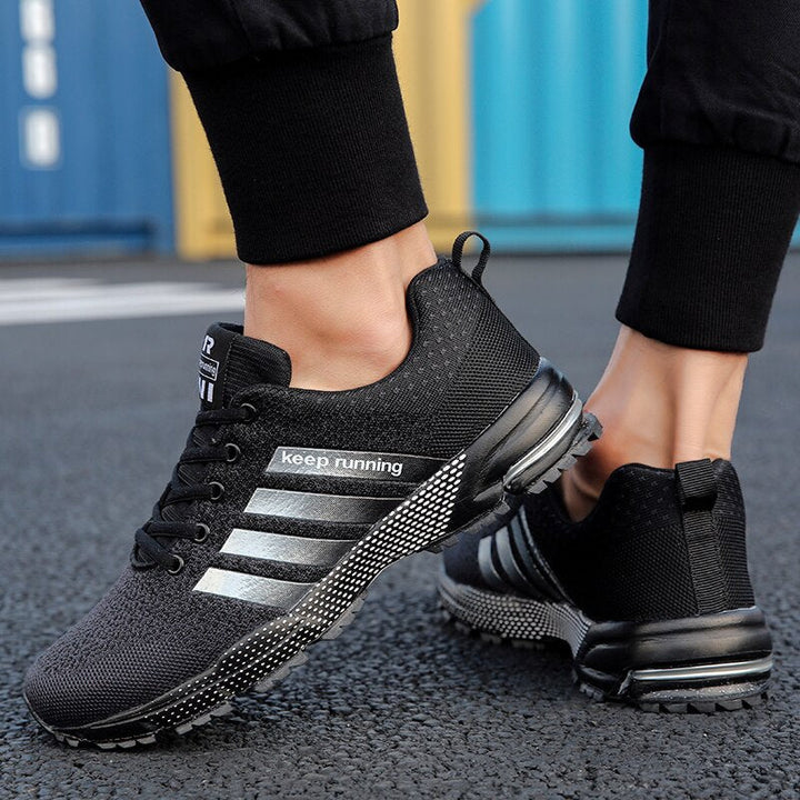 Herren Alle Jahreszeiten-Mesh-Sneaker mit Schnürung and Gestreiftem Design
