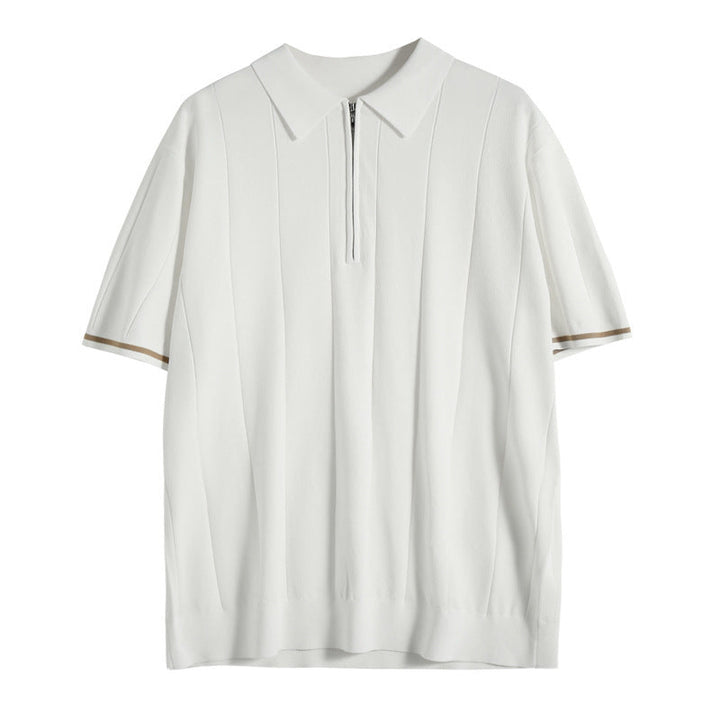 Kurzarm-Ripp-Poloshirt für Herren