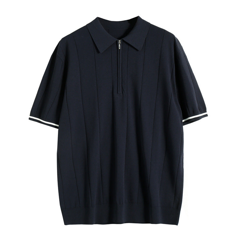 Kurzarm-Ripp-Poloshirt für Herren