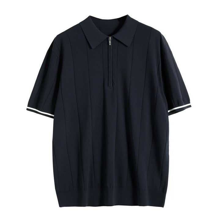 Kurzarm-Ripp-Poloshirt für Herren
