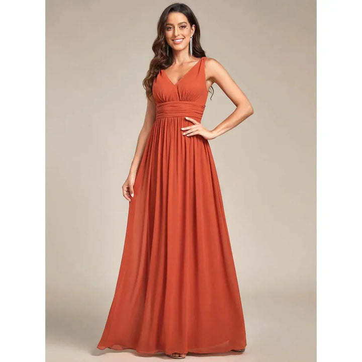 Damen Ärmelloses Maxi-Abendkleid | V-Ausschnitt