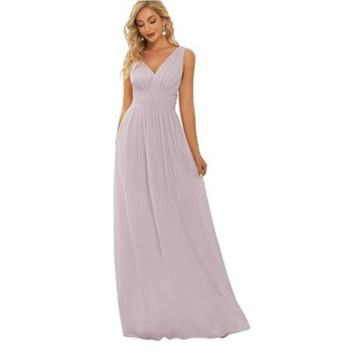 Damen Ärmelloses Maxi-Abendkleid | V-Ausschnitt