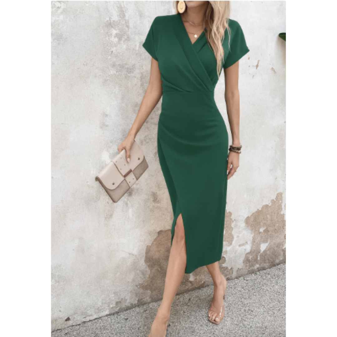 Damen Wickelkleid Mit Kurzarm | Midi