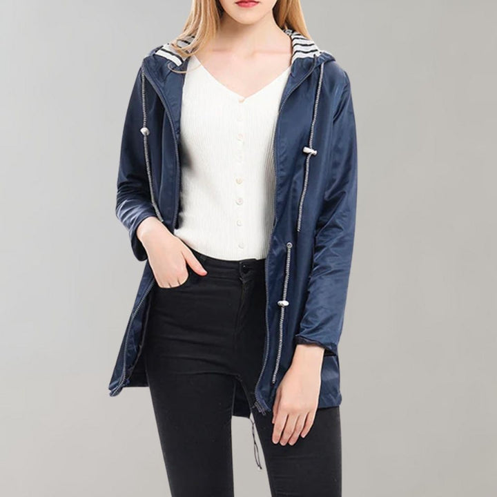 Damen Lange Regenjacke | Mit Kapuze
