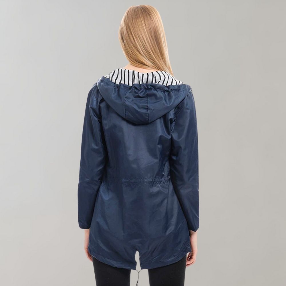 Damen Lange Regenjacke | Mit Kapuze