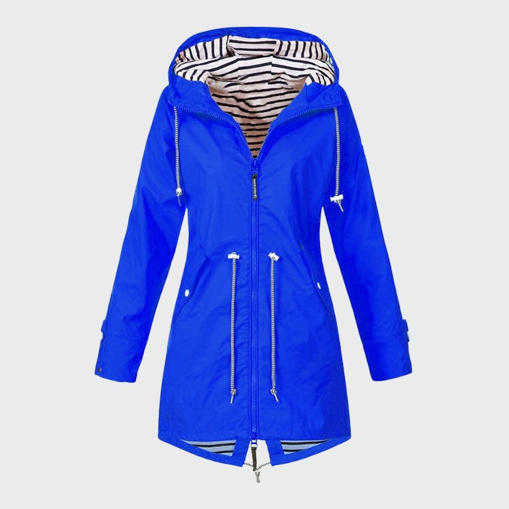 Damen Lange Regenjacke | Mit Kapuze