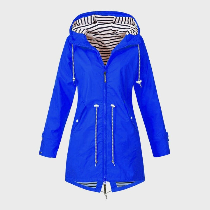 Damen Lange Regenjacke | Mit Kapuze