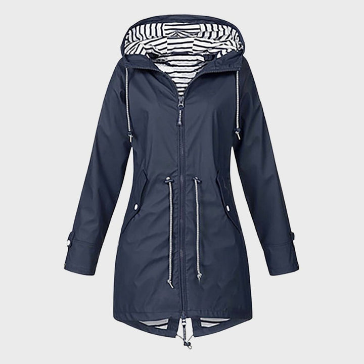 Damen Lange Regenjacke | Mit Kapuze