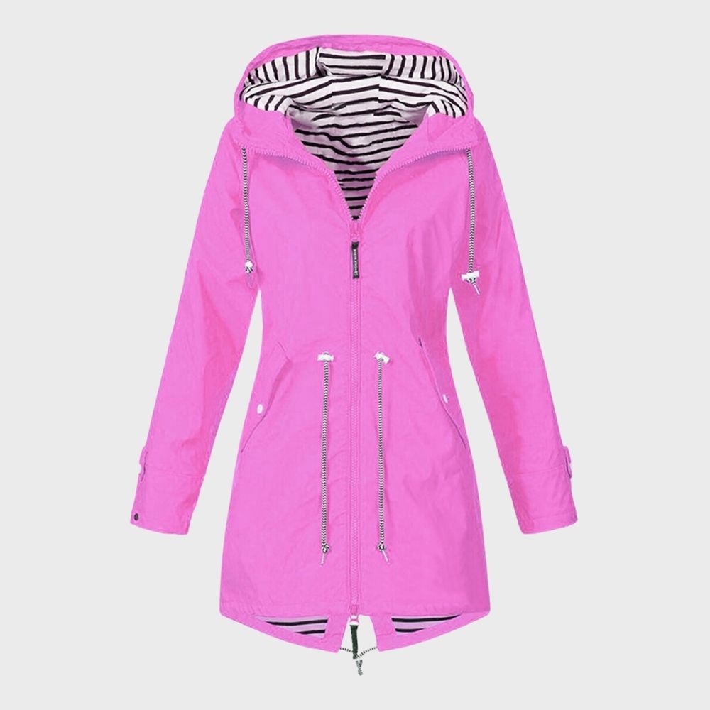 Damen Lange Regenjacke | Mit Kapuze