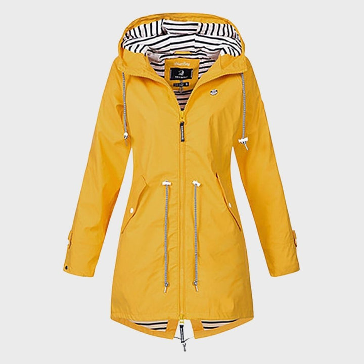Damen Lange Regenjacke | Mit Kapuze