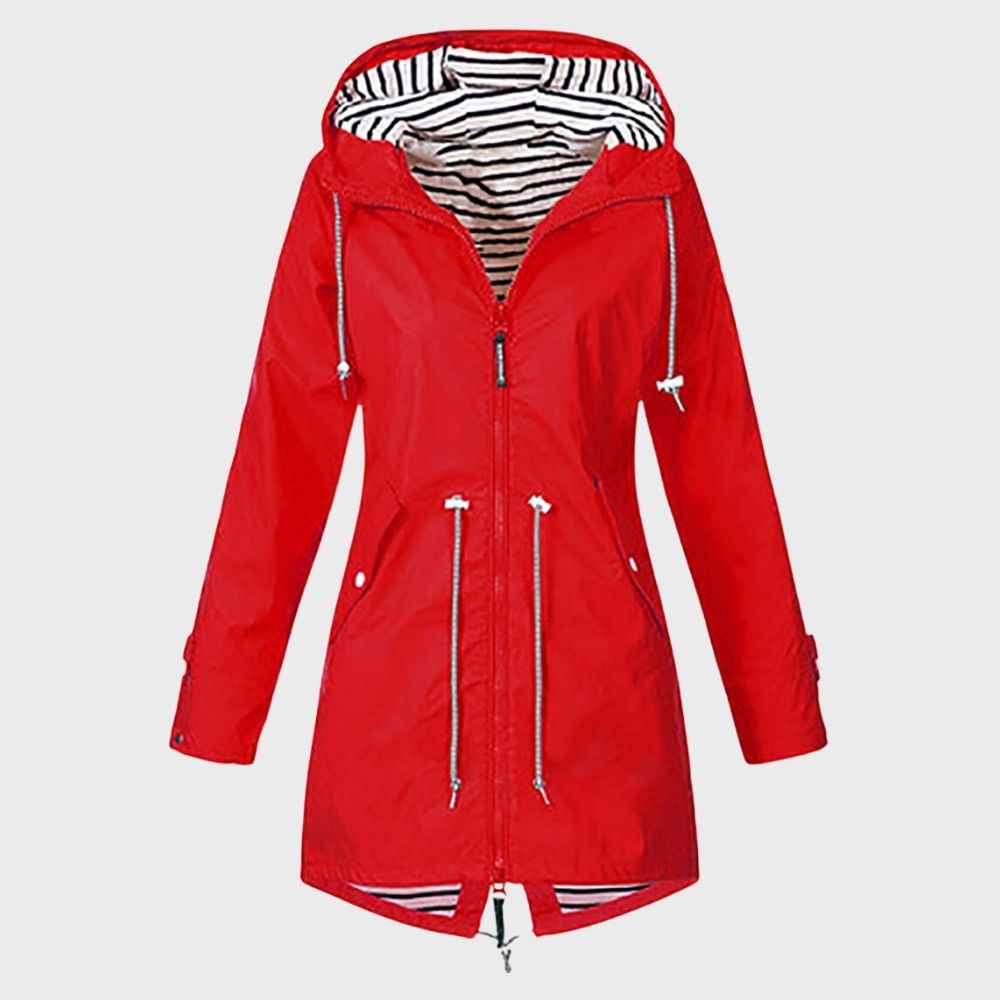 Damen Lange Regenjacke | Mit Kapuze