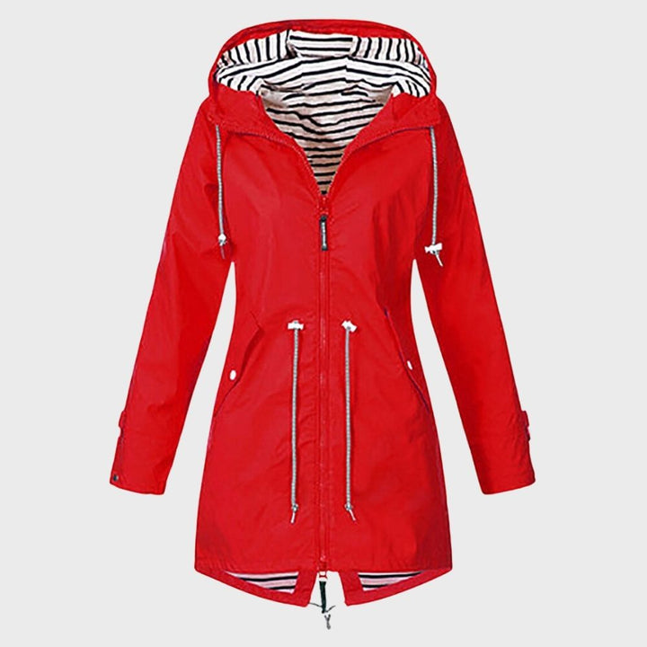 Damen Lange Regenjacke | Mit Kapuze