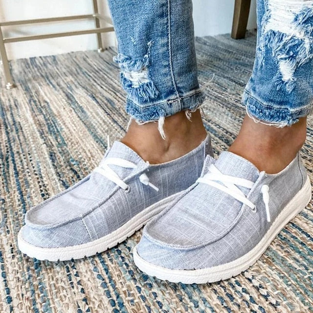 Damen Alle Jahreszeiten Canvas-Flatschuhe mit Schnürung