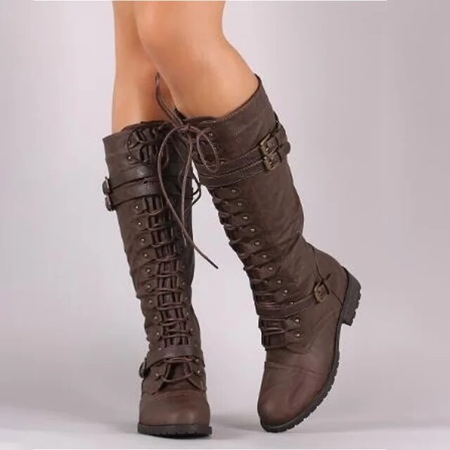 Damen Kniehohe Vegan-Leder-Stiefel für multiple Jahreszeiten