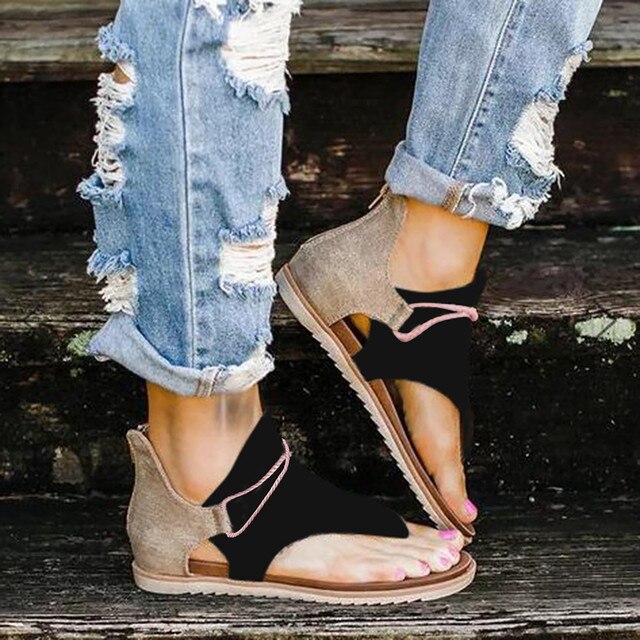 Damen Slip-On Sandalen mit flacher Sohle