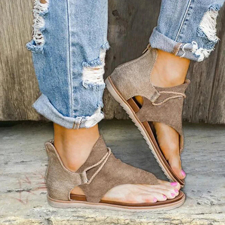 Damen Slip-On Sandalen mit flacher Sohle