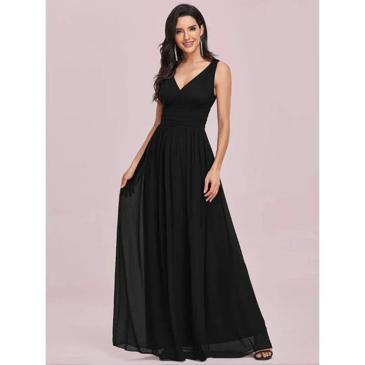 Damen Ärmelloses Maxi-Abendkleid | V-Ausschnitt