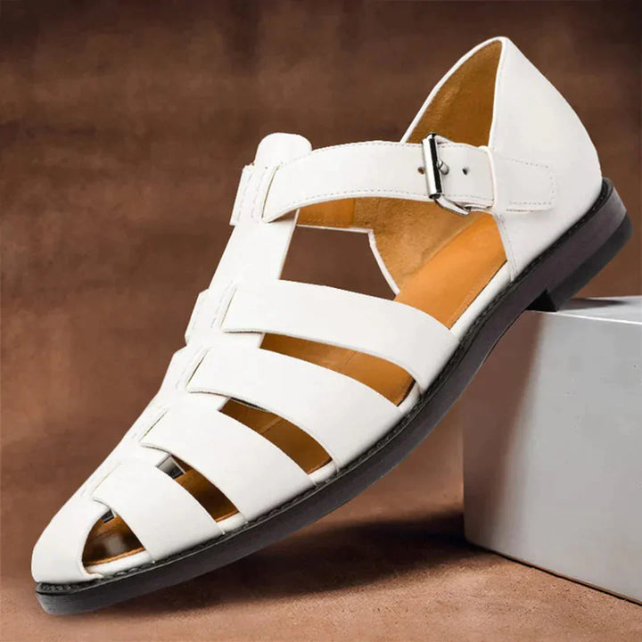 Herren Sommer Veganer Leder Sandalen mit Geschlossener Zehen und Ferse