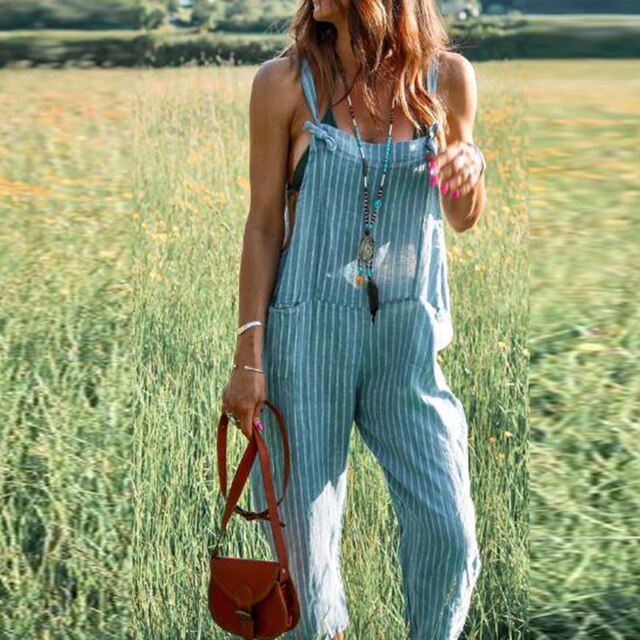 Damenärmelloser Jumpsuit mit vertikalen Streifen