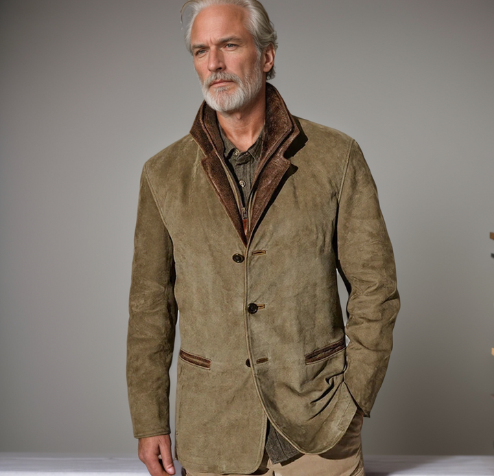 Herren Jacke Mit Lederbesatz | Langarm