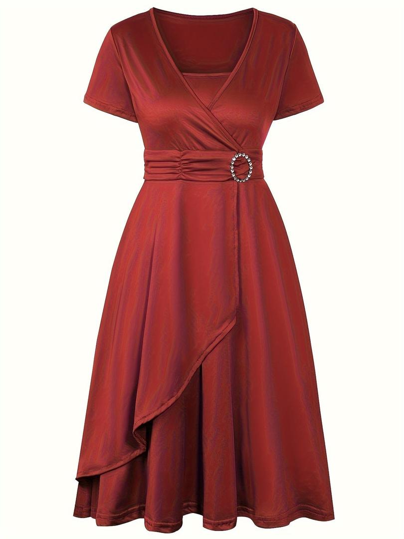 Stilvolles Abendkleid Mit V-Ausschnitt Für Damen | Midi