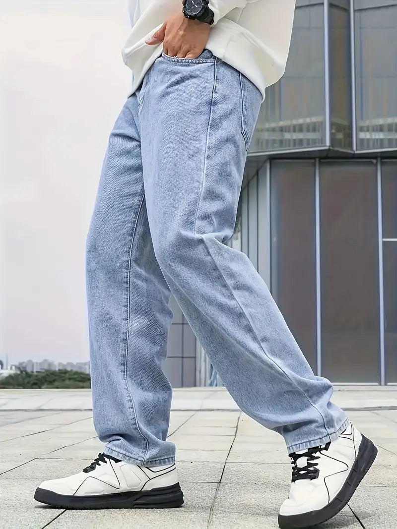 Freizeit Leicht Gewaschene Herrenjeans | Gerades Bein