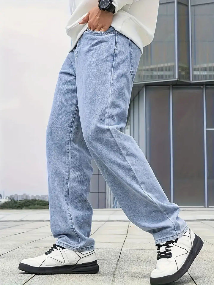 Freizeit Leicht Gewaschene Herrenjeans | Gerades Bein