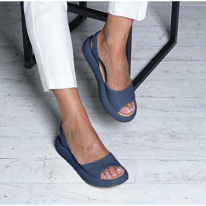 Damen-Keilabsatzsandalen mit offener Zehenpartie und Slingback-Riemen
