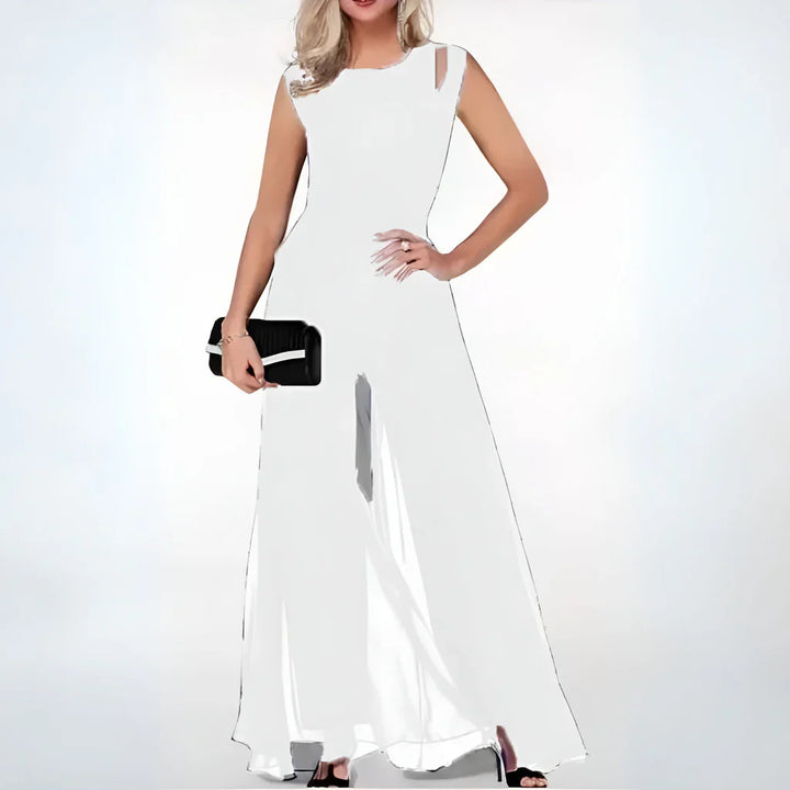Damen Bodenlanger Jumpsuit mit Rock und Cut-out Schulterdetails