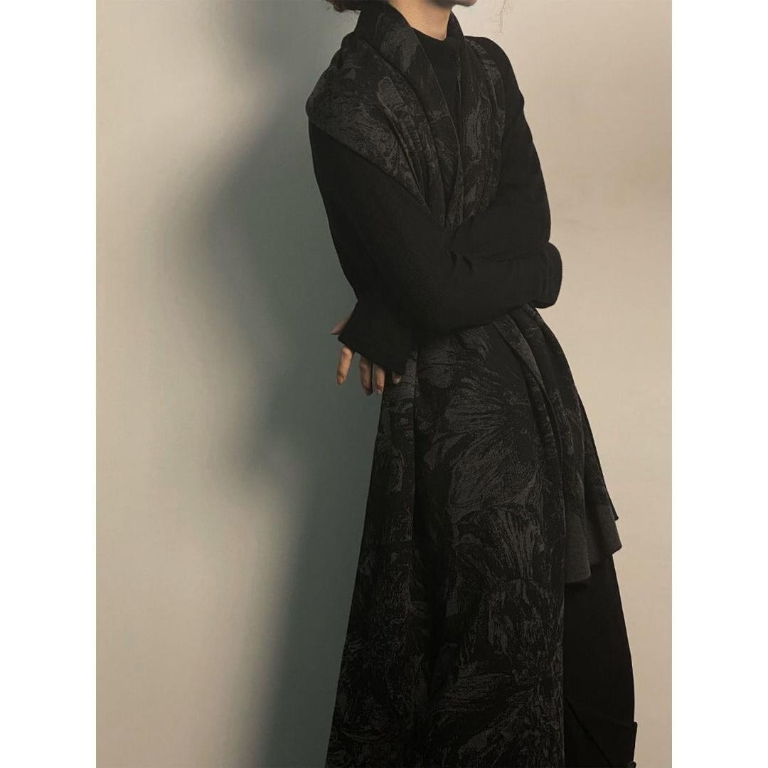 Schwarzer Schal Mit Blumenmuster Für Damen | Winter