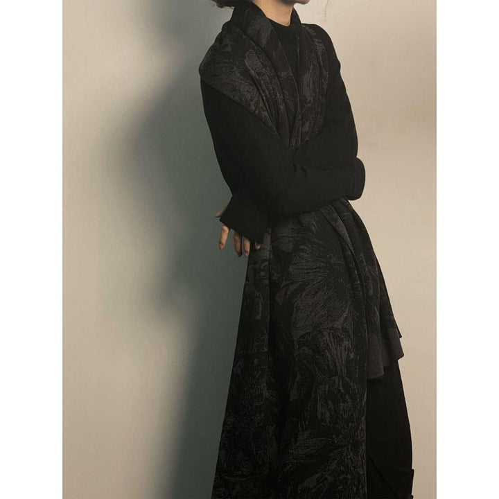 Schwarzer Schal Mit Blumenmuster Für Damen | Winter