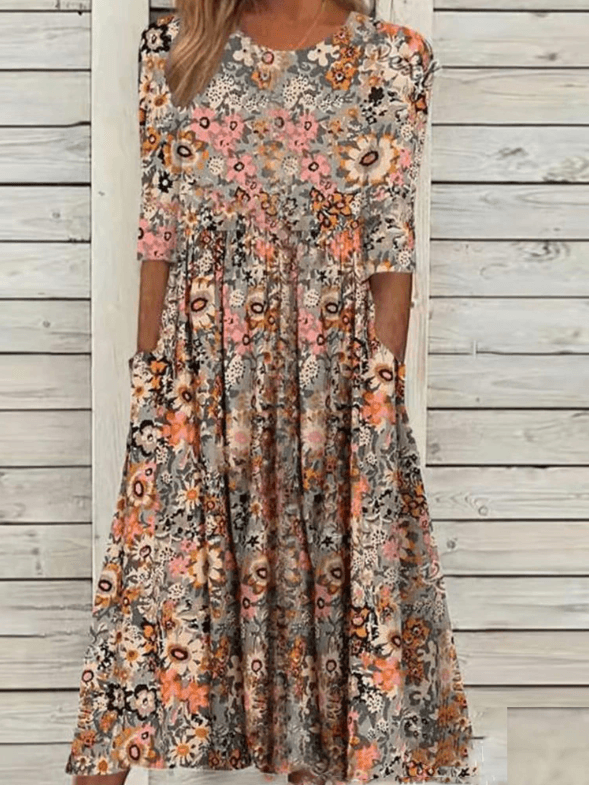 Lässiges, bedrucktes Midikleid für Damen