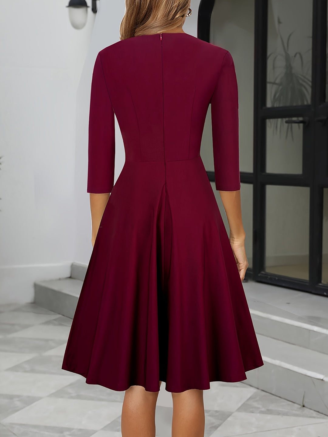 Langärmliges Cocktailkleid Für Damen | Midi