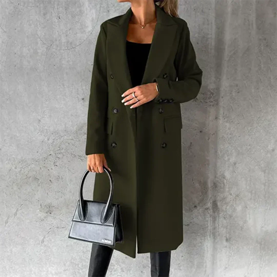Damen Winter Langer Trenchcoat | Langarm