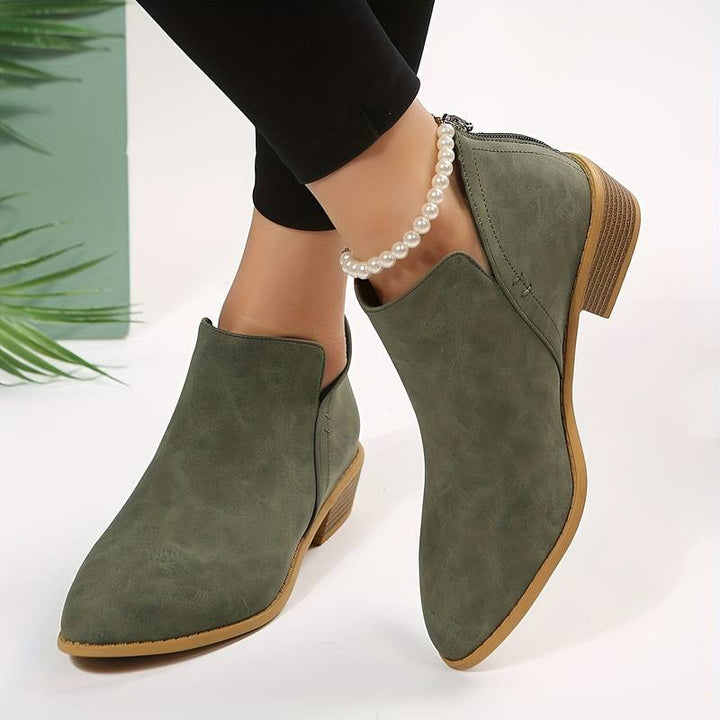 Damen Wildleder Stiefeletten mit niedrigem Absatz