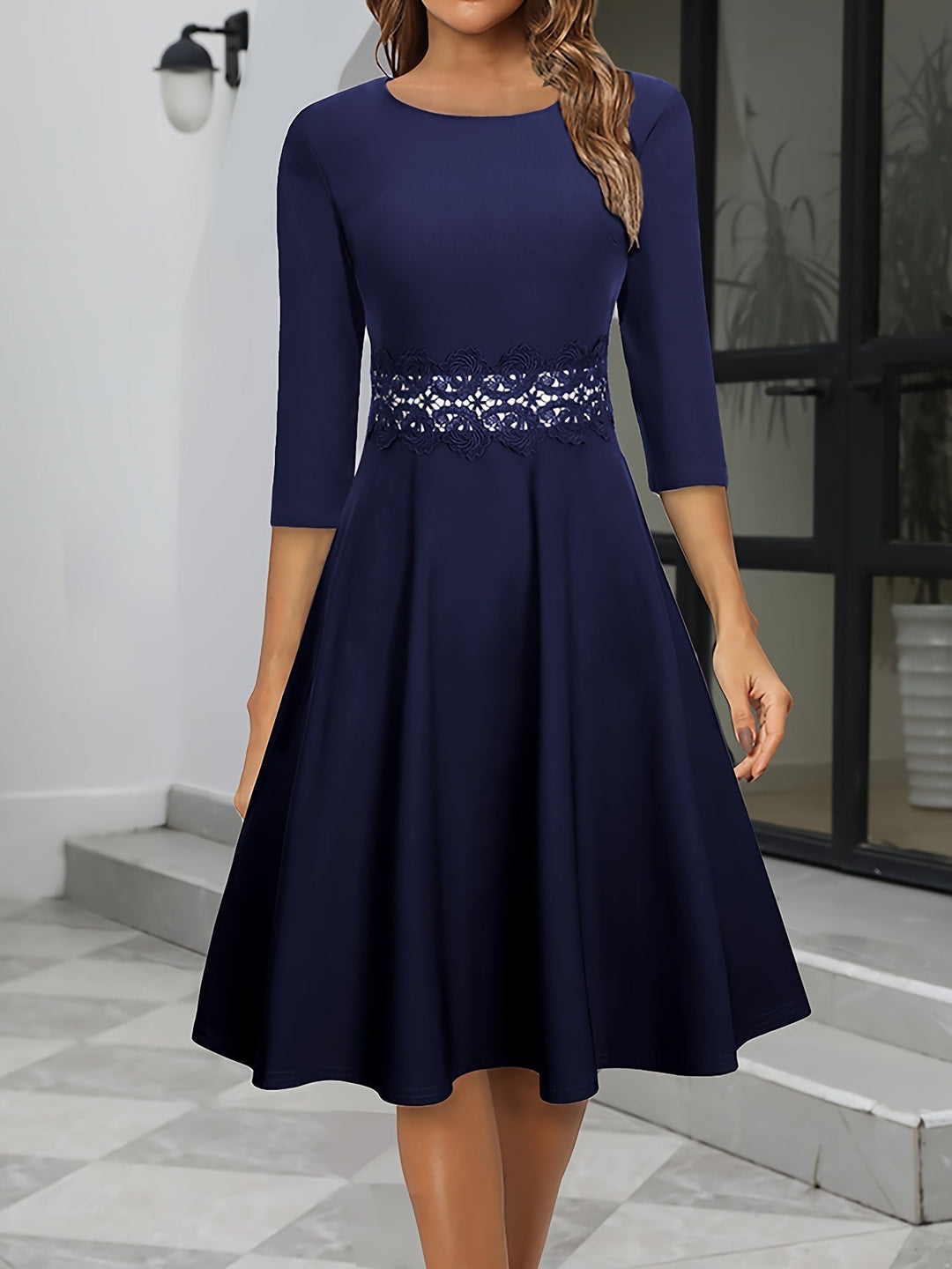 Langärmliges Cocktailkleid Für Damen | Midi