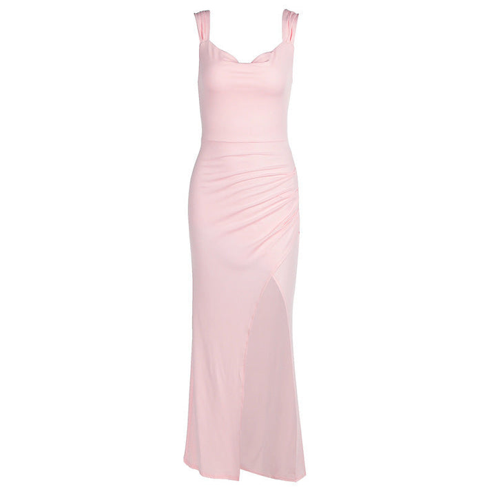 Damen Midi-Länge ärmelloses Kleid mit hohem Schlitz