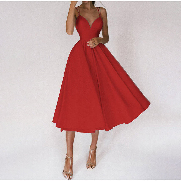 Cocktailkleid Mit V-Ausschnitt Für Damen | Midi