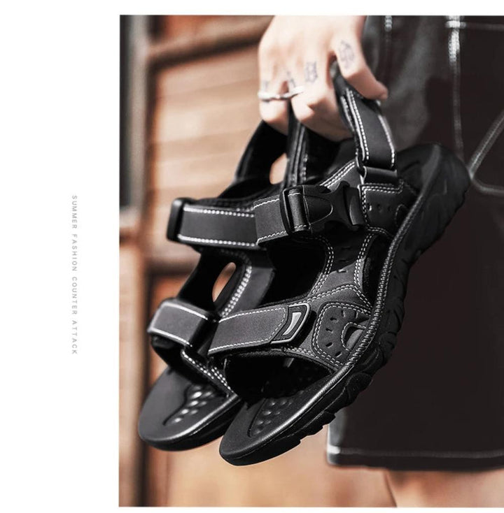 Herren Sommer Offener Zehenpartie Sandalen mit Verstellbaren Riemen