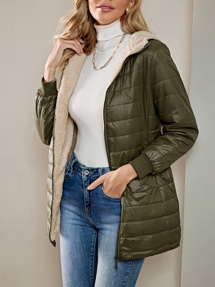 Klassische Fleece Winterjacke Mit Reißverschluss Für Damen | Herbst
