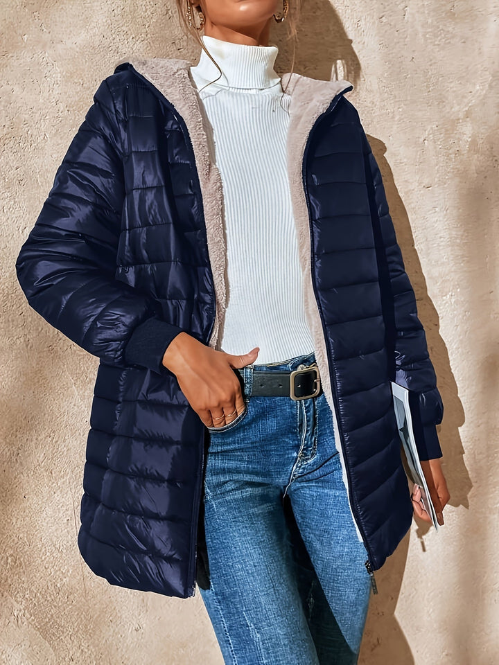 Klassische Fleece Winterjacke Mit Reißverschluss Für Damen | Herbst