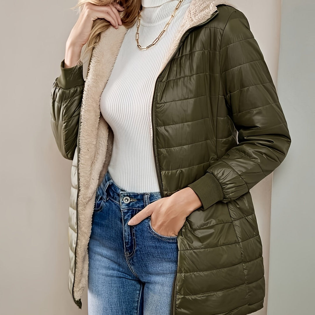 Klassische Fleece Winterjacke Mit Reißverschluss Für Damen | Herbst