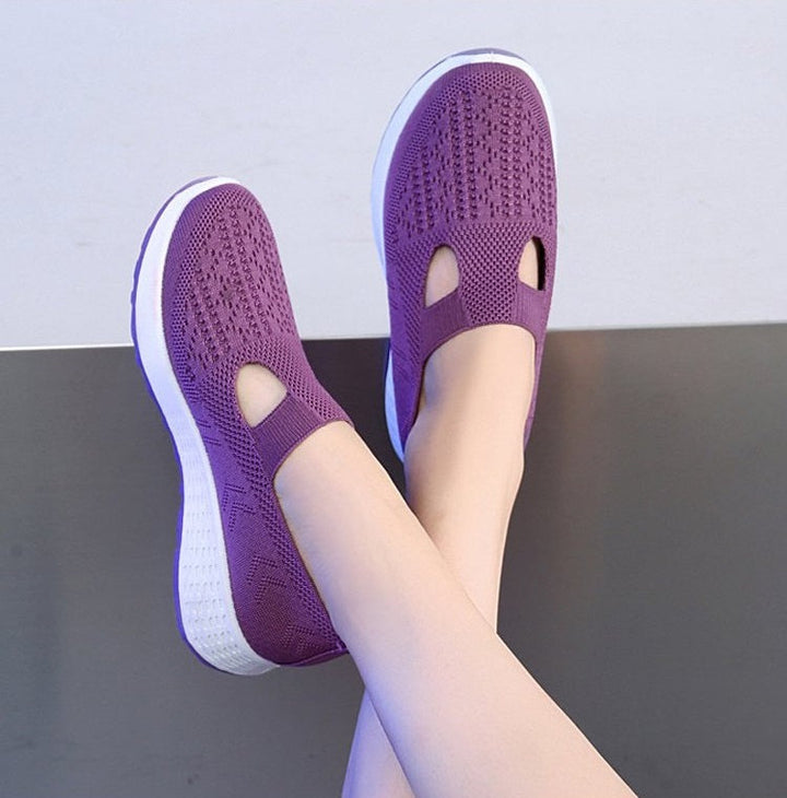 Slip-On-Mesh-Schuhe mit Cutout-Vorderblatt für Damen