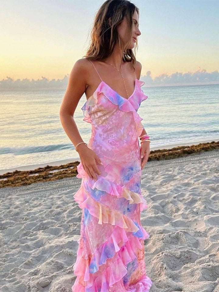 Damen Maxikleid mit mehreren Stufen