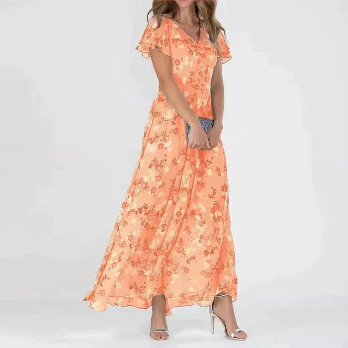 Damen Sommer Maxi-Kleid mit Blumenmuster