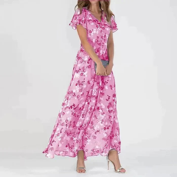 Damen Sommer Maxi-Kleid mit Blumenmuster